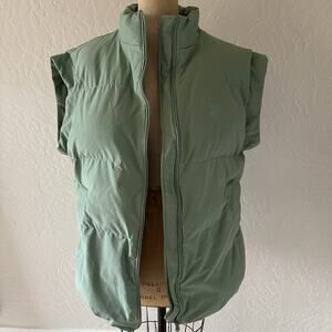Playboy x PacSun Womens Puffer Vest M/L Oversized Sage Green Boyfriend Normcore